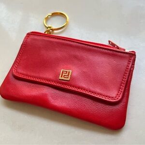 Vintage Red Leather Keychain Wallet Coin Purse Made in Italy by Peruzzi